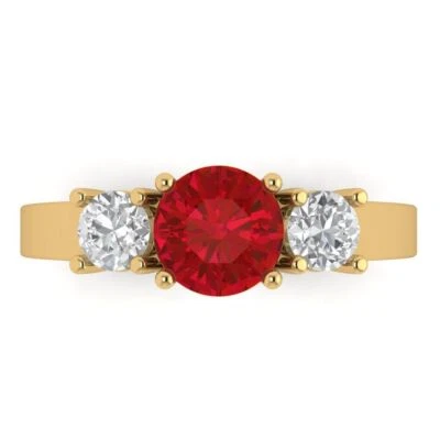 1.5Ct Round Cut Ruby VVS1 Solid 14K/18K Gold Engagement Promise Statement Ring
