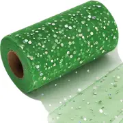 Glitter Tulle Fabric Rolls 6 Inch 50 Yards (150Ft) Sparkling Ribbon Sequin Polka