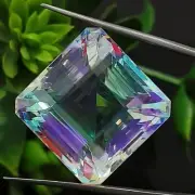 Emerald Shape Faceted Mystic Gemstone Rainbow Color Multi Fire 50.00 Ct