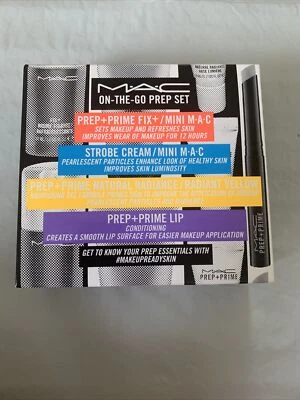 MAC ON THE GO PREP SET Prep+Prime Fix+,Strobe Cream,Prep+Prime Lip New In Box