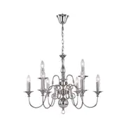 Rowan Rustic 5-Light Pendant Lamp Light Chandellier Polished Nickel