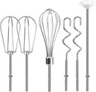 Hand Mixer Attachments Beater, Whisk, Blending Rod and Dough Hooks, Stainless St