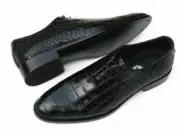 Handmade Black Crocodile Texture Leather Single Monk Strap Shoes Men Dress Boots