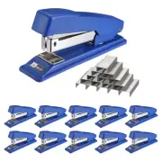10pcs Desktop Staplers with 6000 Staples Office Stapler 25 Sheet Capacity Blue