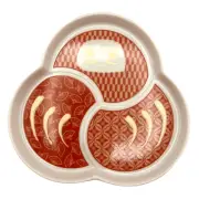 HAREKUTANI Daruma Red Main Plate Serving Dish 3 Section Made in Japan Gift Box