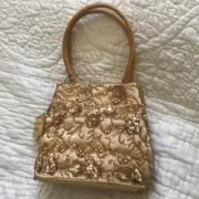 Gold Satin and sequin and beads evening bag NWT Magid