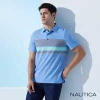 在飛比找momo購物網優惠-【NAUTICA】男裝 跳色條紋休閒短袖POLO衫(藍色)