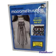 Vintage Craftmaker Ltd Beaded Bib Kit 710 Macrame In Suede Jewelry Kit 70s NIB