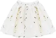 [Camilife] Children's Girls Tutu Skirt Tulle Skirt Princess Skirt Mini Skirt Tutu Skirt with Elastic Waistband Floral Embroidery Cute Lovely Flowers Princess - Beige White Manufacturer Size, Beige