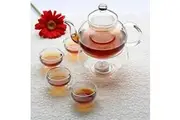 10 Wholesale Sets of Gongfu Chinese Ceremony Tea Set - 6 Glass cups with Infuser and Tealight Candle Pot Warmer