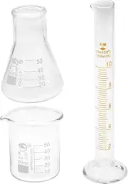 Baluue 3Pcs Container Beaker Bottle Gag Thick Glassware - Cylinder Conical Be...