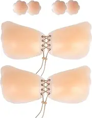 [WEICHENS] Breast Lift Adhesive Bra Invisible Strapless Sticky Push Up Bra Silicone Nipple Covers for Backless