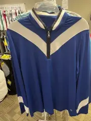 NWT WOMEN'S LOHLA SPORT LAURIE CHEVRON PULLOVER, SIZE: XL, COLOR: LAPIS (C319)