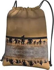 EdWal Many Zombie Print Drawstring Backpack Gym Bags Sports Bags With Zipper Pocket For Travel Beach, Black, One Size