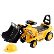 YELLOW Kids Children Bulldozer Digger Ride On Car Truck with Plastic Helmet