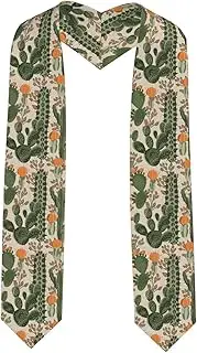 [SKKNT] Green Cactus Print Graduation Shawl Stole For Academic Commencements Honor Sash Congratulations Gift