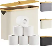 Lifewit Toilet Paper Storage, Bamboo Toilet Paper Basket with Lid and Handle, Fr