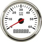 GPVPGHGRJ Universal 85mm Car Boat Tacho Sensor Marine Tachometer with Hourmeter 3000 4000 6000 8000 RPM Tachometer 12V/24V Red Backlight Speedometer(6K-WS)