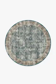 185' Round | Machine Washable Runner Rug | Kid & Pet Friendly | Indoor Rug | Celestine Teal Blue Rug | Ruggable