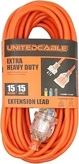 Extension Lead Extension Cords Havey Duty Yellow 10A/15A Plug & Outlet 240V 15M/25M SAA (Orange 15A 15M)