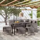 5 Piece L shaped Couch Sofa Set with Cushions Poly Rattan Grey