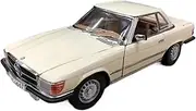 Die Casting 1:18 for Mercedes-Benz Vintage Classic 350SL 1977 Simulation Fully Open Door Miniature Vehicle Model Decoration Presents Ornaments(Off-White)