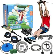 Hyponix 150'/100' Zipline Kit for Backyard - 100% Stainless Steel - Adults and Kids Outdoor Zip Line With Backyard Kit