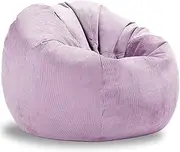 Corduroy Sofa Cover Bean Bag Chair Pouf Ottoman Big Beanbag Puff Sac Recliner Lounge Floor Corner Seat Futon (Color : Purple, Size : 80cm)