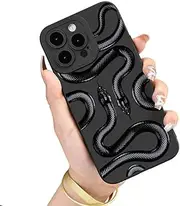 Liettamgeo Compatible for iPhone 15 Case, Cute Cool Snake Serpent Black Design for Women Girls Men Boys Soft TPU Shockproof Protective Girly Case Cover for iPhone 15 6.1 inch