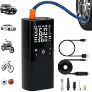 Digital Tyre Inflator Bike Pump Portable Air Compressor 150 PSI Electric Car Tire Pump 6000mAh Cordless Car Air Pump Portable Tyre Pump for Car Accessories with Digital Pressure Gauge LED Light