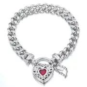 925 Sterling Silver Plated Euro Chain Bracelet with a Filigree Locket Featur...