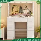 11 LED Lights Dressing Table with Hollywood Mirror Make up Vanity Desk 7 Drawers