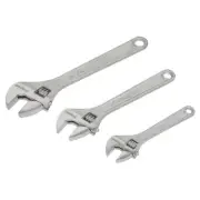 Sealey Adjustable Wrench Set 3pc 150, 200 & 250mm Chrome Plated Finish S0448