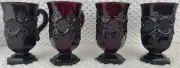 Vintage Avon 1876 Cape Cod Ruby Red 4 Pedestal Mugs in Original Boxes