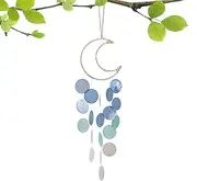 Shells Wind Chime - Wind Chimes for Outside | Blue Shells Moon Wind Chime Wall Decors | Blue Shells Moon Wind Chime Wall Decor for Outside Garden Yard Patio Balcony Porch