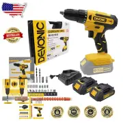 DEVONIC 21V Cordless Drill Set with 28 Accessories – Keyless Chuck & LED Light