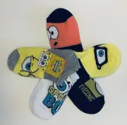 NWT Boys Spongebob Squarepants No Show SOCKS 5 Pairs (Fits Shoe 7.5-3.5)