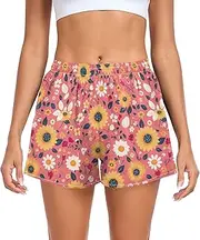 [FRODOTGV] Sunflower Hot Pink Women Athletic Shorts Ouick Dry Work Out Shorts for Soccer Teenis Exercise Indoor S