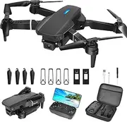 Drone with Camera HD 1080P, Foldable Drone Long Flight Time, RC Quadcopter with Bag, 3D Flip, One Key Start/Landing, Headless Mode, Trajectory Flight, Mini Drone Gift for Beginners Children, with 2