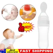 Baby Silicone Squeeze Feeding Bottle With Spoon Food Rice Cereal Feeder Tool PJ