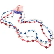 Patriotic Flat Star Bead Necklaces 4th of July 32" Plastic Party Favors, 3 CT...