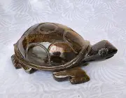 4" Natural Tiger Eye Stone Turtle Handmade Sculpture Decor G054