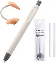 Retractable Click Eraser with 2Pcs Refill Erasers,Pen Style Rubber Stick Erasers,Eraser Pe-n,Mechanical Click Er-asers,Pe-n Er-aser,Retractable Bar E-rasers,Pe-n Refillable ERAS-er,Grey