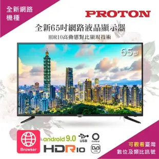 【PROTON 普騰】65型4K HDR安卓9網路液晶顯示器PLU-65EI1(可收看數位及類比訊號)