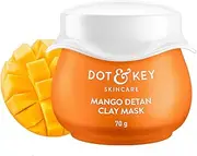 Dot & Key Mango Detan Tan Removal Clay Mask | Clay Mask for Face with Glycolic & Lactic | Great for All Skin Types | Fresh Juicy Mango Fragrance | 70gm