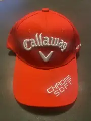 A Brand New Callaway Chrome Soft Red.Golf Hat Adjustable Apex Odyssey