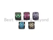 6x7mm Colored CZ Large Hole Cylinder/Drum Barrel Micro Pave Beads, CZ Big Hole