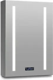 LED Medicine Cabinet Mirror for Bathroom, Lighted Medicine Cabinet with Clock, L