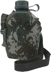 Insulated Canteen Water Bottle – Camouflage Hiking Flask with 1L Capacity | Sports Hydration Container with Strap, Outdoor Water Bottle for Climbing, Travel Recreation Accessory, Beverage Flask