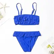 [LANREN] Children Girls Bikini Set Two-Pieces Swimming Suit Summer Kids Girl Swimwear Swimsuit Bandage Bathing Suit (Color : S, Size : 9 10 Years)